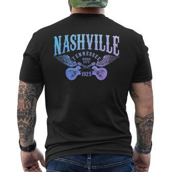 Nashville Tennessee Guitar Player Vintage Country Music City Mens Back Print T-shirt | Mazezy