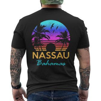 Nassau Bahamas Beach Trip Retro Sunset Summer Vibes Graphic Bahamas Funny Gifts Mens Back Print T-shirt | Mazezy