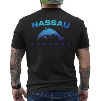 Nassau Bahamas Dolphin Beach Lover Vintage Vacation Souvenir Men's T-shirt Back Print | Mazezy