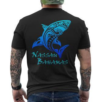 Nassau Bahamas Vintage Retro Tribal Shark Vacation Men's T-shirt Back Print | Mazezy