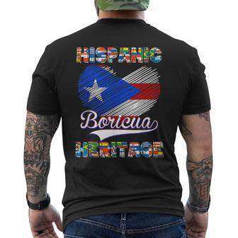 National Hispanic Heritage Month Puerto Rico Flag Boricua Men's T-shirt Back Print | Mazezy