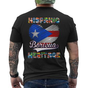 National Hispanic Heritage Month Puerto Rico Flag Boricua Men's T-shirt Back Print - Seseable