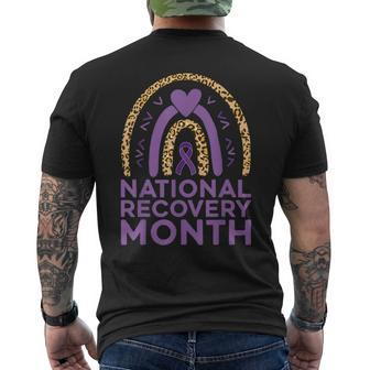 National Recovery Month Warrior Addiction Recovery Awareness Men's T-shirt Back Print - Seseable