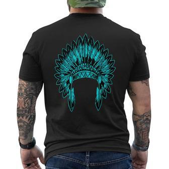 Native Ameircan Feather Headdress Pride Indian Chief Costume Men's T-shirt Back Print | Mazezy