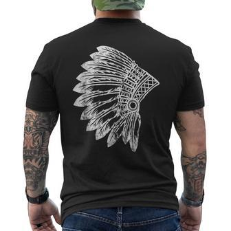 Native American Feather Headdress Indian Chief Tribes Pride Mens Back Print T-shirt | Mazezy UK