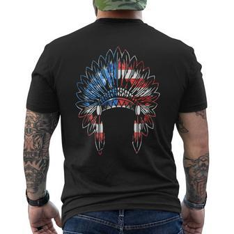 Native American Feather Headdress Indian Chief Usa America Mens Back Print T-shirt | Mazezy