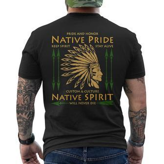 Native American Indian Pride Funny Usa Chief Cherokee Gifts Mens Back Print T-shirt | Mazezy