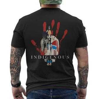 Native American Indigenous Red Hand Indian Blood Themed Mens Back Print T-shirt - Seseable
