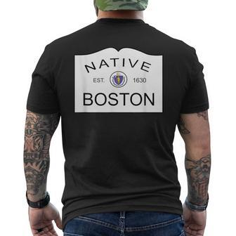 Native Boston Massachusetts Ma City Town New England Mass Men's T-shirt Back Print | Mazezy