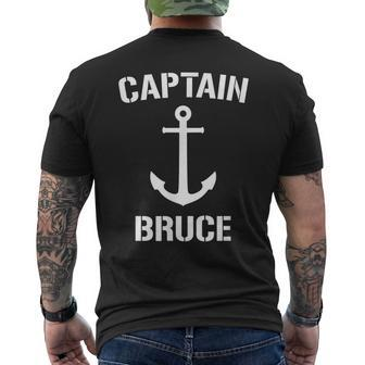 Nautical Captain Bruce Personalized Boat Anchor Mens Back Print T-shirt | Mazezy