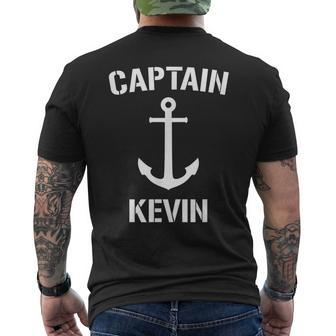 Nautical Captain Kevin Personalized Boat Anchor Mens Back Print T-shirt | Mazezy