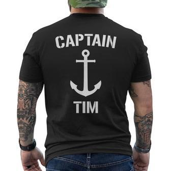 Nautical Captain Tim Personalized Boat Anchor Mens Back Print T-shirt | Mazezy