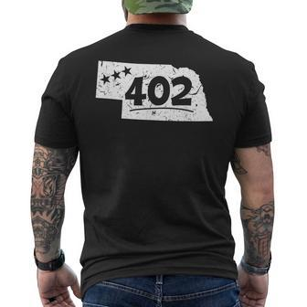 Nebraska 402 Area Code State Pride Souvenir Omaha Norfolk Mens Back Print T-shirt | Mazezy