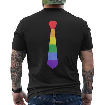 Necktie Suit Tie Tuxedo Gay Pride Flag Color Wedding Mens Back Print T-shirt | Mazezy