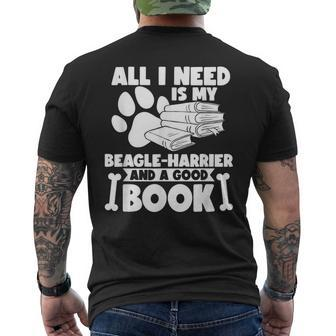 All I Need Is My Beagle-Harrier And A Good Book Men's T-shirt Back Print | Mazezy