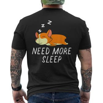 Need More Sleep Corgi Dog Pajama For Bedtime Mens Back Print T-shirt | Mazezy