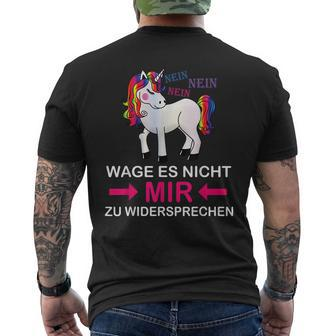 Neinhorn Unicorn Parody Dare It Nicht Mir Zu Recharge Mens Back Print T-shirt | Mazezy