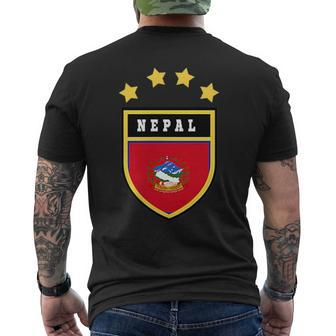 Nepal Pocket Coat Of Arms National Pride Flag Mens Back Print T-shirt | Mazezy AU