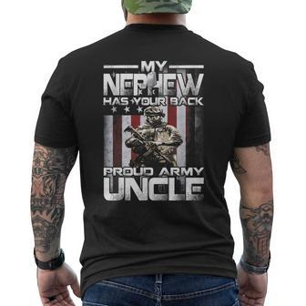 My Nephew Has Your Back Proud Army Uncle Men's Back Print T-shirt | Mazezy