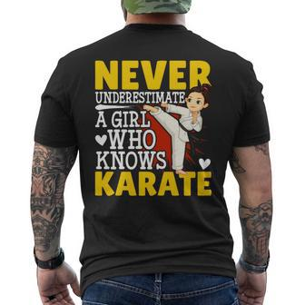 Never Underestimate A Girl Who Knows Karate Funny Karate Mens Back Print T-shirt - Seseable