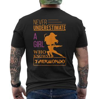 Never Underestimate A Girl Who Knows Taekwondo Girl Mens Back Print T-shirt - Seseable
