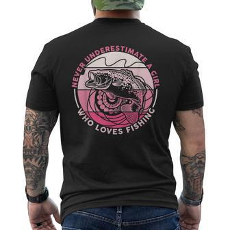 Never Underestimate A Girl Who Loves Fishing Gift Mens Back Print T-shirt - Seseable