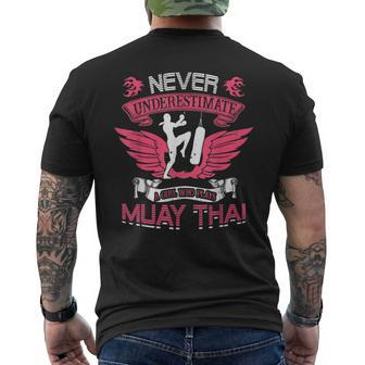 Never Underestimate A Girl Who Plays Muay Thai Muay Thai Funny Gifts Mens Back Print T-shirt | Mazezy