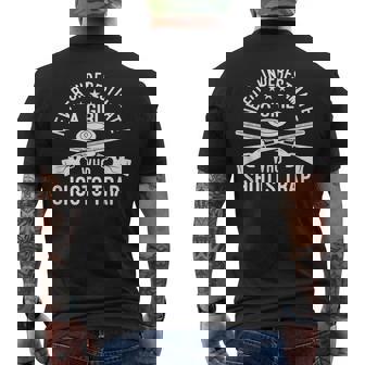 Never Underestimate A Girl Who Shoots Trap Trap Shooting Mens Back Print T-shirt | Mazezy