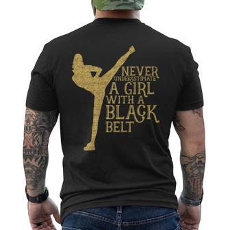 Never Underestimate A Girl With A Black Belt Gift Mens Back Print T-shirt | Mazezy