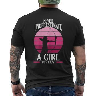 Never Underestimate A Girl With A Bow Archery Gift Mens Back Print T-shirt - Seseable