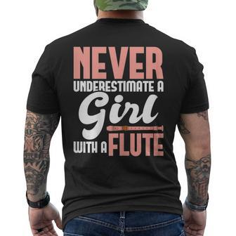 Never Underestimate A Girl With A Flute Flutist Musician Mens Back Print T-shirt - Seseable