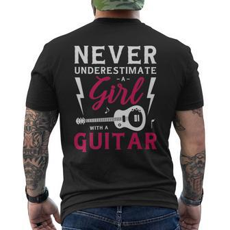 Never Underestimate A Girl With A Guitar Design Mens Back Print T-shirt - Seseable