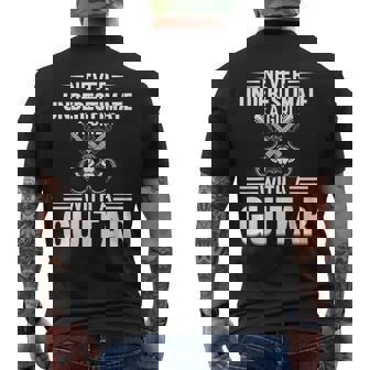Never Underestimate A Girl With A Guitar Player Girl Mens Back Print T-shirt - Seseable