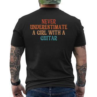 Never Underestimate A Girl With A Guitar Retro Funny Guitar Mens Back Print T-shirt - Seseable