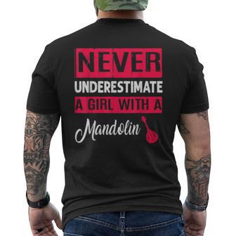 Never Underestimate A Girl With A Mandolin T Mandolin Mens Back Print T-shirt | Mazezy
