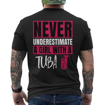 Never Underestimate A Girl With A Tuba Gift Mens Back Print T-shirt - Seseable