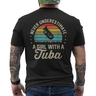 Never Underestimate A Girl With A Tuba Player Marching Band Mens Back Print T-shirt | Mazezy