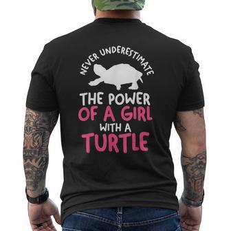 Never Underestimate A Girl With A Turtle Mens Back Print T-shirt - Seseable