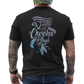 Never Underestimate A Girl With Cherokee Blood Indian Mens Back Print T-shirt - Seseable