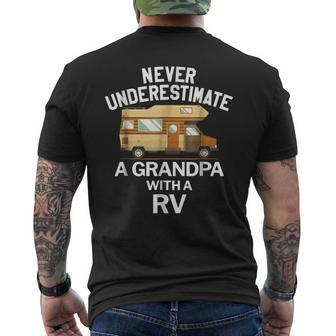 Never Underestimate A Grandpa With A Rv Funny Mens Back Print T-shirt - Seseable