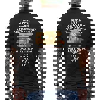 Never Underestimate A Grandpa With A Rv Funny Mens Back Print T-shirt - Seseable