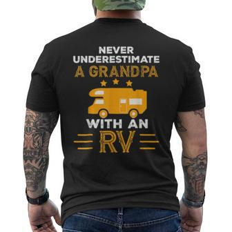 Never Underestimate A Grandpa With An Rv Camper Gifts Grandpa Funny Gifts Mens Back Print T-shirt | Mazezy