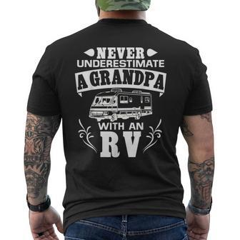 Never Underestimate A Grandpa With An Rv Grandpa Funny Gifts Mens Back Print T-shirt | Mazezy