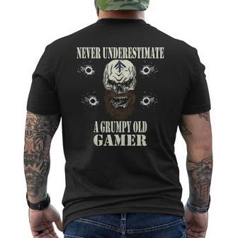 Never Underestimate A Grumpy Old Gamer For Gaming Dads Mens Back Print T-shirt - Seseable