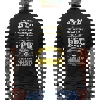 Never Underestimate A Legend Who Was Born In January Mens Back Print T-shirt | Seseable UK