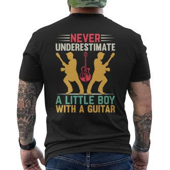 Never Underestimate A Little Boy With A Guitar I Guitarist Mens Back Print T-shirt - Seseable