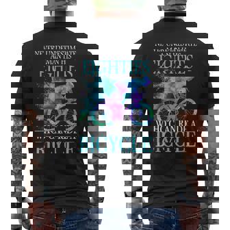Never Underestimate A Man In His Eighties Can Ride A Bicycle Mens Back Print T-shirt | Mazezy