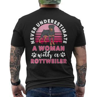 Never Underestimate A Man With A Rottweiler Mens Back Print T-shirt - Seseable