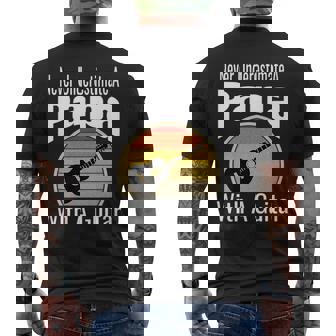 Never Underestimate A Papa With A Guitar Funny Retro Music Mens Back Print T-shirt - Seseable
