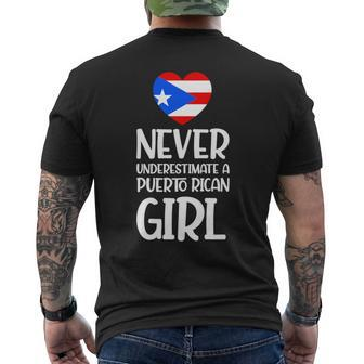 Never Underestimate A Perto Rican Girl Puerto Rican Roots Mens Back Print T-shirt - Seseable